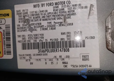 2014 Ford Fusion Hybrid Se из США, поврежденный, VIN 3FA6P0LU0ER147808